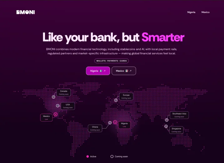 BMONI — the landing screen