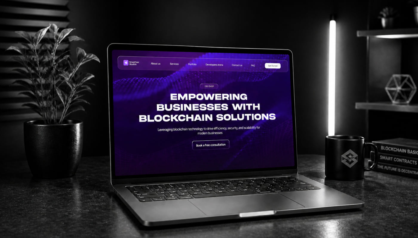 The SmartDev Studios website on a laptop
